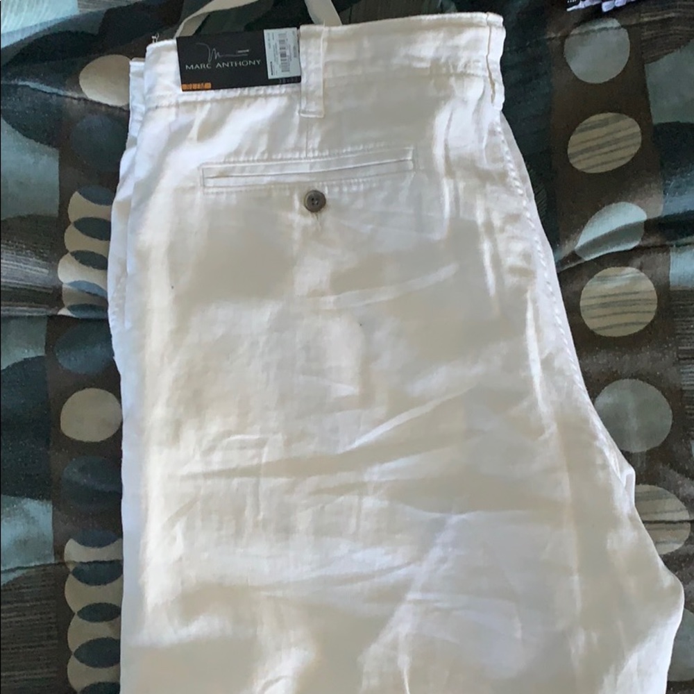 Marc Anthony Slim White Linen Pants